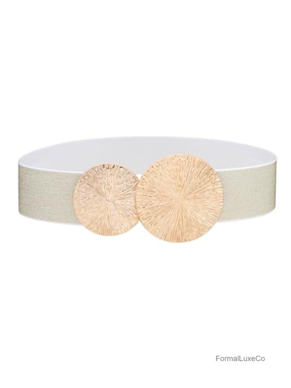 Womens Stretchy Wide Elastic Cinch Belt Pleated Double Circle Buckle